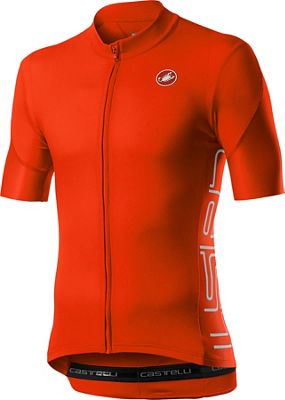 Castelli Entrata V Short Sleeve Jersey - Fiery Red - XS, Fiery Red